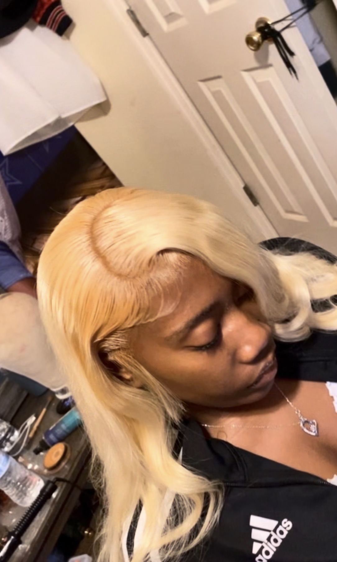 Blonde 613 frontal install styled with body wave and a clean hairline